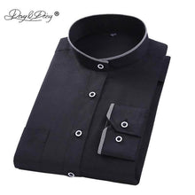 Load image into Gallery viewer, DAVYDAISY Men Shirt Mandarin Collar Long Sleeved Classical Solid Shirt Men Slim Fit Dress Business camisa masculina DS089