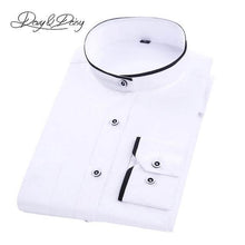 Load image into Gallery viewer, DAVYDAISY Men Shirt Mandarin Collar Long Sleeved Classical Solid Shirt Men Slim Fit Dress Business camisa masculina DS089