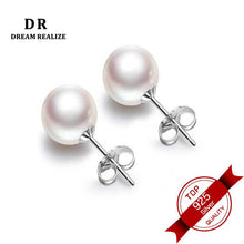 Load image into Gallery viewer, DR Shell Pearl Silver 925 Stud Earrings Fine Jewelry Pink and White Pearls S925 Earrings for Women Big Size 6mm and 8mm