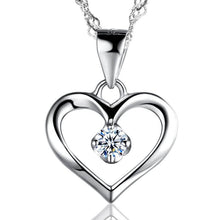 Load image into Gallery viewer, Elegant 925 Sterling Silver Cubic Zirconia CZ Hollow Heart Pendant Necklace Colllar Women Wedding Anniversary Jewelry