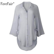 Load image into Gallery viewer, Forefair Plus Size Long White Shirts Women Autumn Winter Ladies Irregular Casual Loose Linen Blouse Shirt