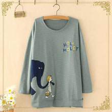 Load image into Gallery viewer, Harajuku Blouse Women Cartoon Print Shirts 2019 Fashion Embroidery Tops Hoody Long Sleeve Tops Female Autumn Blusas Plus Size