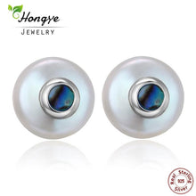 Load image into Gallery viewer, Hongye Hot Sale Natural Freshwater Pearl Earrings for Women 100% 925 Sterling Silver Stud Earrings Baroque sapphire Jewelry