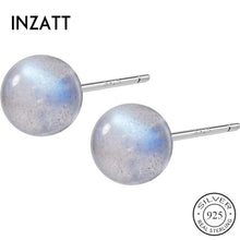 Load image into Gallery viewer, INZATT Classic Tiny Round MoonStone Stud Earrings Real 925 Sterling Silver For Fashion Women Party Fine Jewelry Accessories