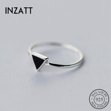 Load image into Gallery viewer, INZATT Real 925 Sterling Silver Geometric Black Enamel Triangle OL Adjustable Ring Minimalist Fine Jewelry For Women Party Gift