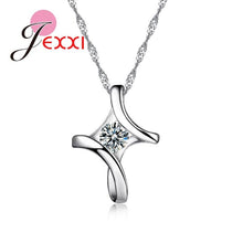 Load image into Gallery viewer, JEMMIN Romantic Irregular 925 Sterling Silver Cross Cubic Zircon Pendant Necklace Women Girlfriend Best Lovely Gifts Accessories