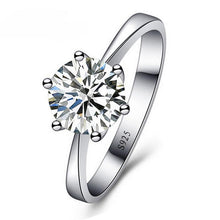 Load image into Gallery viewer, JEMMIN Women Bridal Wedding Engagement Classic Finger Rings Super Shiny Cubic Zircon 925 Sterling Silver Crystal Jewelry Present