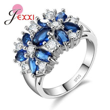 Load image into Gallery viewer, Jemmin Fashion Hot Multicolor Flower Shaped Zircon Crystal Holiday Christmas Wedding Party Ring Lady 925 Sterling Silver