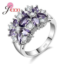 Load image into Gallery viewer, Jemmin Fashion Hot Multicolor Flower Shaped Zircon Crystal Holiday Christmas Wedding Party Ring Lady 925 Sterling Silver