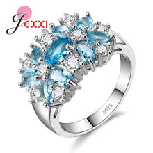 Load image into Gallery viewer, Jemmin Fashion Hot Multicolor Flower Shaped Zircon Crystal Holiday Christmas Wedding Party Ring Lady 925 Sterling Silver