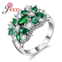 Load image into Gallery viewer, Jemmin Fashion Hot Multicolor Flower Shaped Zircon Crystal Holiday Christmas Wedding Party Ring Lady 925 Sterling Silver