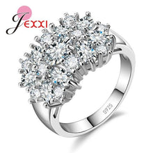 Load image into Gallery viewer, Jemmin Fashion Hot Multicolor Flower Shaped Zircon Crystal Holiday Christmas Wedding Party Ring Lady 925 Sterling Silver