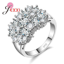 Load image into Gallery viewer, Jemmin Fashion Hot Multicolor Flower Shaped Zircon Crystal Holiday Christmas Wedding Party Ring Lady 925 Sterling Silver