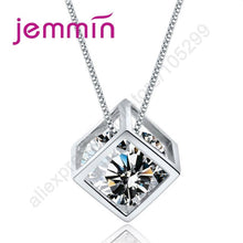 Load image into Gallery viewer, Jemmin Hot Sell Geometric 925 Sterling Silver Squre Figure Pendant Necklace With Clear Crystal Rhineshone Inside For Female