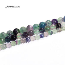 Load image into Gallery viewer, LUOMAN XIARI Round Natural Fluorite Stone Beads For Jewelry Making DIY Bracelet Necklace Material 4/6/8/10/12 mm Strand 15''