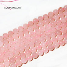 Load image into Gallery viewer, LUOMAN XIARI Round Natural Rose Quartz Stone Beads For Jewelry Making DIY Bracelet Necklace Anklet 4/6/8/10/12 mm Strand 15''