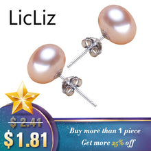 Load image into Gallery viewer, LicLiz Natural Pearl Earrings 925 Sterling Silver Ear Stud Piercing Pink Earrings Stud Women Small Round Simple Jewelry LAE0003B