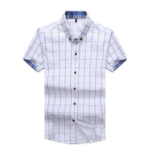 Load image into Gallery viewer, Male Shirts 2018 Men Fashion Brand Short Sleeve Men Dress Shirt Casual Plaid Shirt Slim Fit Cotton Social Shirts 5XL