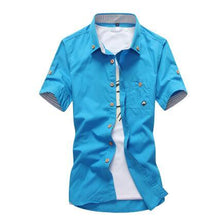 Load image into Gallery viewer, MarKyi plus size 5xl mushroom embroidery mens short sleeve casual shirts fashion 2017 new summer cotton shirts men social