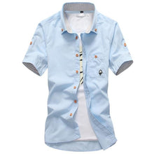 Load image into Gallery viewer, MarKyi plus size 5xl mushroom embroidery mens short sleeve casual shirts fashion 2017 new summer cotton shirts men social