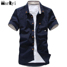 Load image into Gallery viewer, MarKyi plus size 5xl mushroom embroidery mens short sleeve casual shirts fashion 2017 new summer cotton shirts men social