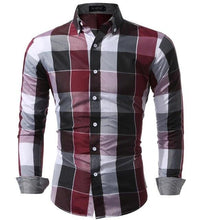 Load image into Gallery viewer, Men Shirts Fit Mens Dress Plaid Shirts Male Clothes Social Casual Shirt Men Brand Chemise Homme Large size XXXL USNS