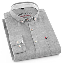 Load image into Gallery viewer, Men's Regular-Fit Long-Sleeve Linen Cotton Shirt Patch Single Chest Pocket Button-collar Summer Thin Breath Solid Casual Shirts
