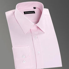 Load image into Gallery viewer, Men's Regular-fit Coarse-twill Solid Basic Dress Shirt Formal Business Long Sleeve White Tops Shirts for Social Work Office Wear