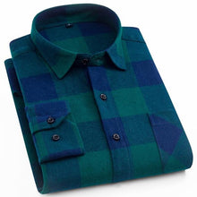 Load image into Gallery viewer, Mens Flannel Shirt Plaid Long-sleeved Cotton Casual Style Brand Male Dress Social Soft Checked Slim Fit Brushed Tops Shirt XXXL