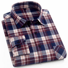 Load image into Gallery viewer, Mens Flannel Shirt Plaid Long-sleeved Cotton Casual Style Brand Male Dress Social Soft Checked Slim Fit Brushed Tops Shirt XXXL