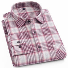 Load image into Gallery viewer, Mens Flannel Shirt Plaid Long-sleeved Cotton Casual Style Brand Male Dress Social Soft Checked Slim Fit Brushed Tops Shirt XXXL