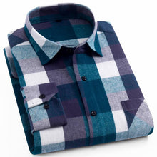 Load image into Gallery viewer, Mens Flannel Shirt Plaid Long-sleeved Cotton Casual Style Brand Male Dress Social Soft Checked Slim Fit Brushed Tops Shirt XXXL