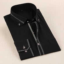 Load image into Gallery viewer, Mens Shirts Long Sleeve 2018 Male Tuxedo Shirt Cotton Mens Dress Shirts Slim Fit White Black Wedding Shirt Men Chemise Homme 5XL