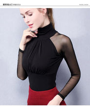 Load image into Gallery viewer, Moda Jihan Women's Shirts Long Sleeve See Through Mesh Tops Turtle Neck Folded Slim Plus Size Elegant Ladies Bottoming Shirts