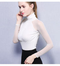 Load image into Gallery viewer, Moda Jihan Women's Shirts Long Sleeve See Through Mesh Tops Turtle Neck Folded Slim Plus Size Elegant Ladies Bottoming Shirts