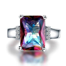 Load image into Gallery viewer, New 10x14MM Mystic Fire Rainbow Topaz Engagement Wedding Ring Solid 925 Sterling Rectangle Unique Top Brand Jewelry Accessories