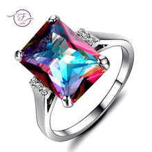 Load image into Gallery viewer, New 10x14MM Mystic Fire Rainbow Topaz Engagement Wedding Ring Solid 925 Sterling Rectangle Unique Top Brand Jewelry Accessories