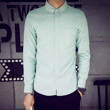 Load image into Gallery viewer, New Fashion Men Shirt Plus Size Brand Casual Solid Formal Business Shirts Male Long Sleeve Slim Fit Dress Shirt Men Clothes 2018