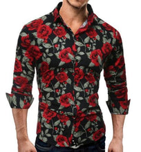 Load image into Gallery viewer, New Men's Long Sleeve Casual Shirt Fashion Rose Flower 3D Printed Floral Shirt Turn-down Collar Slim Fit Shirt For Mens Clothing
