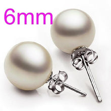 Load image into Gallery viewer, OMHXZJ Wholesale Sweet girl boy Fashion jewelry woman pure natural shell freshwater pearl 925 Sterling silver Stud Earrings YS01