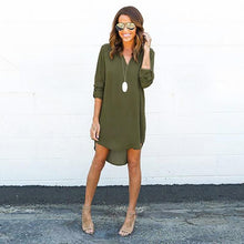 Load image into Gallery viewer, Summer Autumn Long Blouse Women Casual Loose Shirt V-Neck Long Sleeve Slim Inregular Chiffon Shirt Female Blusa Tops 2XL