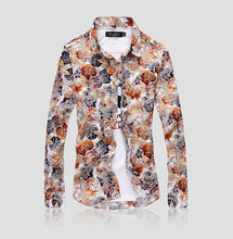 Load image into Gallery viewer, T-Bird Men Shirt 2018 Spring Summer Long Sleeve Flower Print Hawaii Shirt Camisa Masculina Brand Male High Quality Dress Shirt