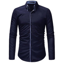 画像をギャラリービューアに読み込む, Vibrant Slim Fit Double Button-down Collar Solid Dress Shirts Mens Clothes 2018 Long Sleeve Mans Shirts Casual Male Social Shirt