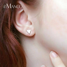 Load image into Gallery viewer, e-Manco Really 925 Sterling Silver Stud Earrings for Women Geometric Triangle Shape Simple and Cute Style Fine Jewelry