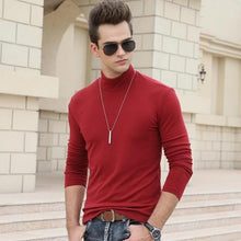 Load image into Gallery viewer, men winter t shirt long sleeve half turtleneck tshirt man fashion slim t-shirts autumn and spring tops t-shirts clothes tshirts