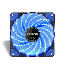 Load image into Gallery viewer, 120mm PC Computer 16dB Ultra Silent 15 LEDs Case Fan Heatsink Cooler Cooling w/ Anti-Vibration Rubber,12CM Fan,12VDC 3P IDE 4pin