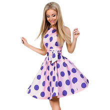 Load image into Gallery viewer, Womail Summer Dress 2018 Women New Fashion Vintage Sleeveless O-Neck Elegant Dot Printing Dresses Casual Sweet Dress 33.JULY.22