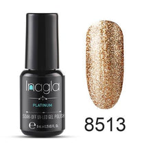Load image into Gallery viewer, Inagla Nail Art 8ml Shining Glitter Starry Platinum Paint Gel Crystal Lacquer Nail Art Soak off Platinum UV LED Gel Nail Polish