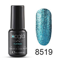 Load image into Gallery viewer, Inagla Nail Art 8ml Shining Glitter Starry Platinum Paint Gel Crystal Lacquer Nail Art Soak off Platinum UV LED Gel Nail Polish