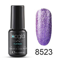Load image into Gallery viewer, Inagla Nail Art 8ml Shining Glitter Starry Platinum Paint Gel Crystal Lacquer Nail Art Soak off Platinum UV LED Gel Nail Polish